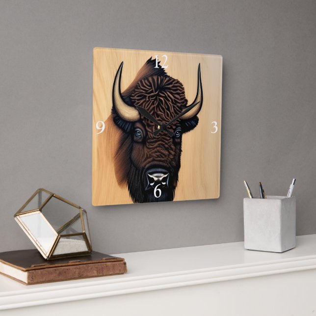 The Majestic Bison - A Symbol Of Power And Freedom Square Wall Clock (Office)