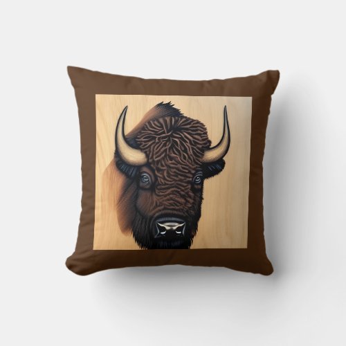 The Majestic Bison _ A Symbol Of Power And Freedom Throw Pillow