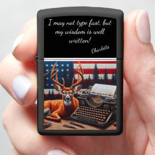 The Majestic Deer and Its Typed Tales Zippo Lighter