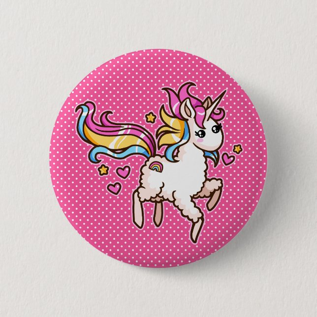 The Majestic Llamacorn Pinback Button (Front)
