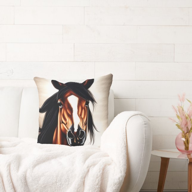 The Majestic Mustang - The Spirt Of Freedom Throw Pillow (Couch)