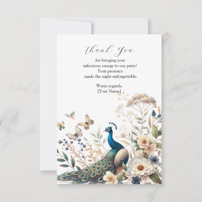 The Majestic Peacock Thank You Card (Front)