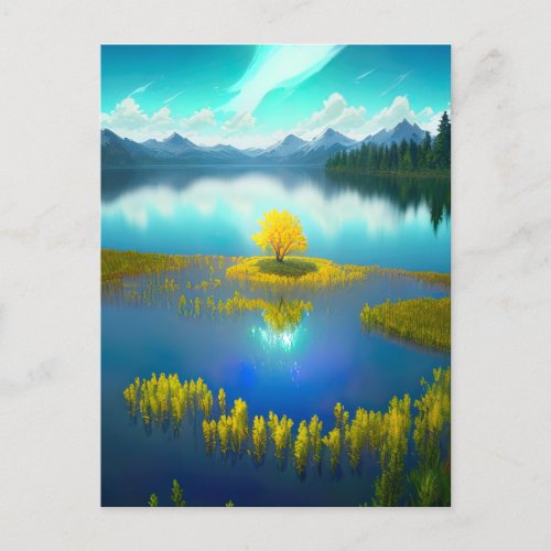 The Majestic Presence of the Yellow Tree Postcard