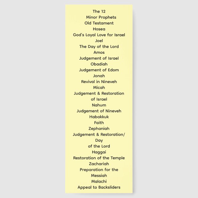 The Major and Minor Prophets Bookmarks (Front)