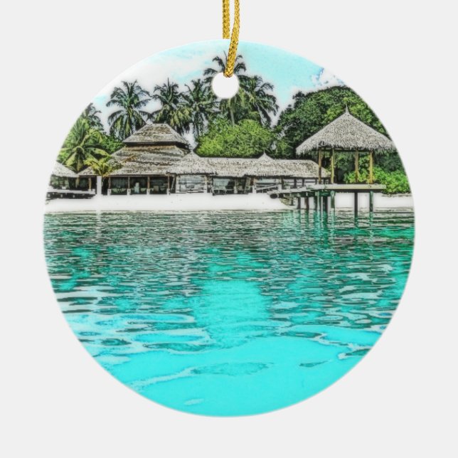 The Maldives Southeast Asia Holiday Christmas Ceramic Ornament (Front)