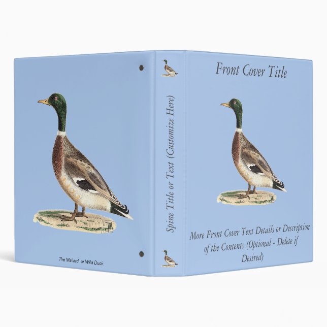 The Mallard or Wild Duck (Anas platyrhynchos) 3 Ring Binder (Background)