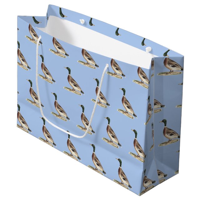 The Mallard or Wild Duck (Anas platyrhynchos) Large Gift Bag (Front Angled)