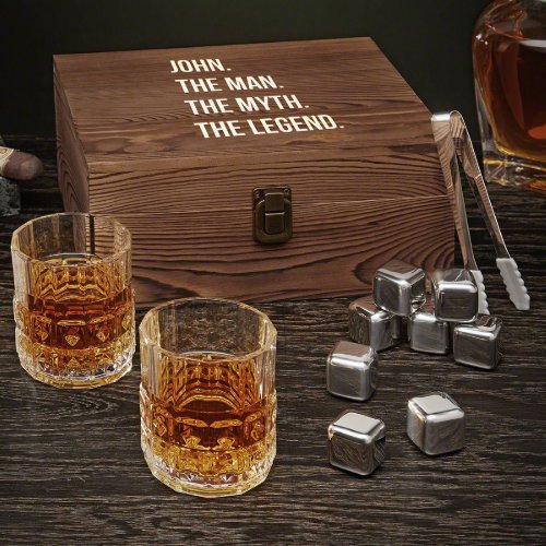 The Man And Legend Rocks Set With Whiskey Glasses
