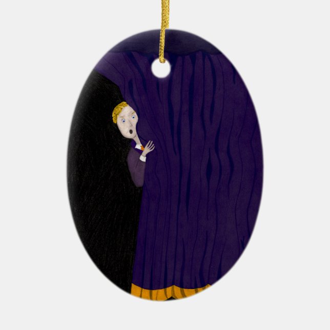 The Man Behind The Curtain Ceramic Ornament (Front)