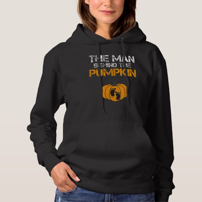The Man Behind The Pumpkin Dad Soon Halloween Preg Hoodie (Front)
