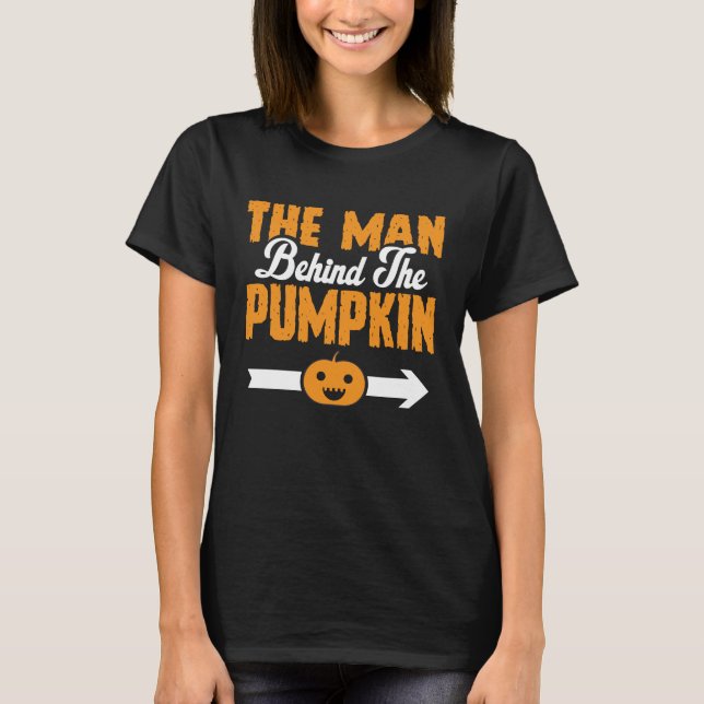 The Man Behind The Pumpkin Mom To Be Halloween T-Shirt (Front)