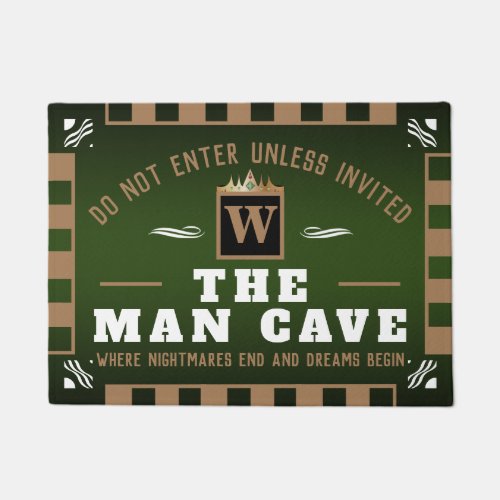The MAN CAVE _ Monogram GREEN Doormat