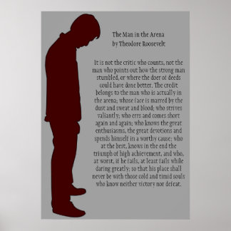 The Man in the Arena Burgundy and Gray 20 X 28 Poster