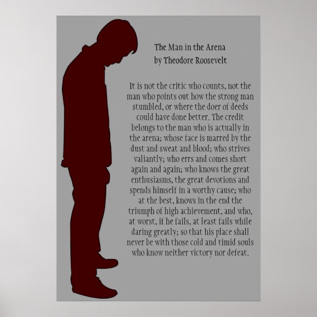 The Man in the Arena Burgundy and Gray 20 X 28 Poster (Front)