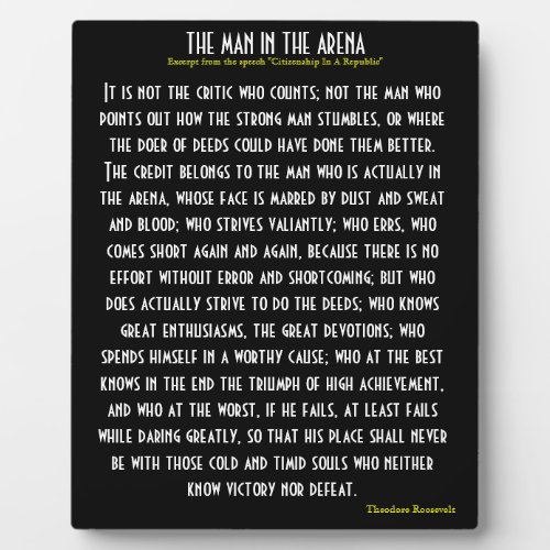 The Man In The Arena Plaque