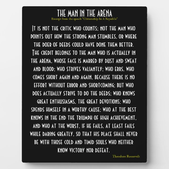 'The Man In The Arena' Plaque (Front)