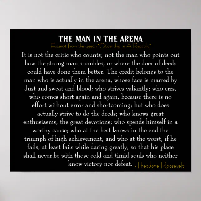 The Man In The Arena Poster Zazzle