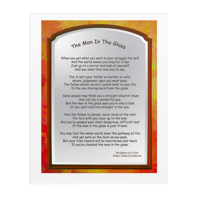 The Man In The Glass Acrylic Print (Front)