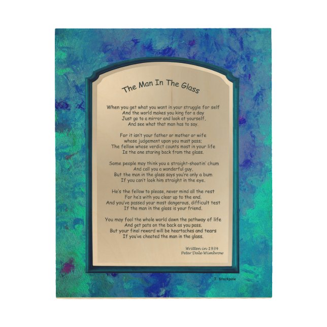 The Man In The Glass Blue Wood Wall Art (Front)