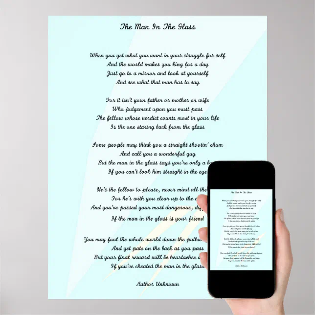 The Man In The Glass Poster | Zazzle