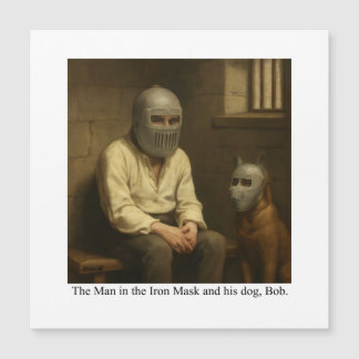 The Man in the Iron Mask and his dog, Bob.