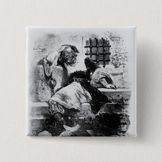 The Man in the Iron Mask in his Prison Button (Front)