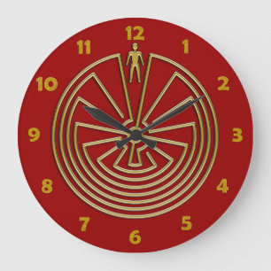 The Man in the Maze - gold Large Clock