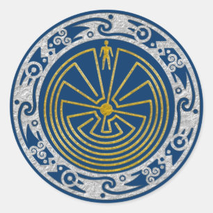 The Man in the Maze - Ornament gold silver Classic Round Sticker