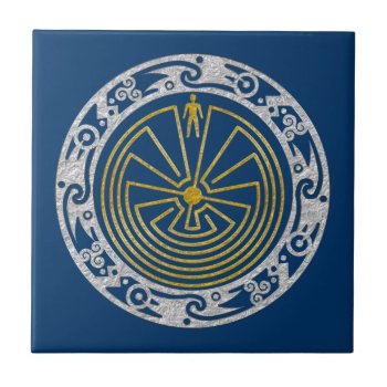 The Man In The Maze - Ornament Gold Silver Tile by SpiritEnergyToGo at Zazzle