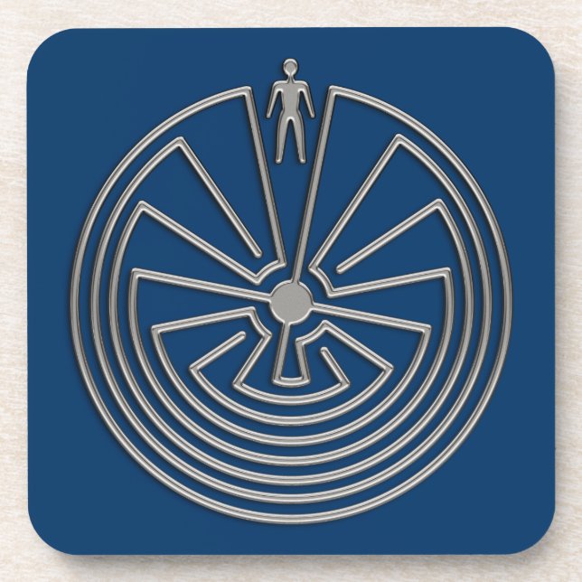 The Man in the Maze - silver / dark blue Drink Coaster (Front)