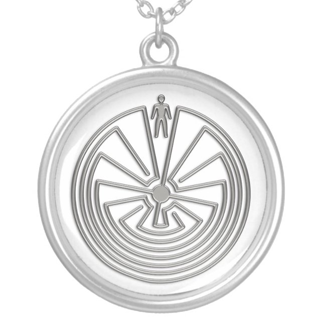 The Man in the Maze - silver Plated Necklace (Front)
