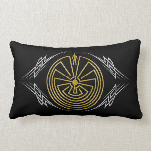 The Man in the Maze - Tribal gold silver Lumbar Pillow