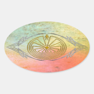 The Man in the Maze - Tribal gold silver Oval Sticker