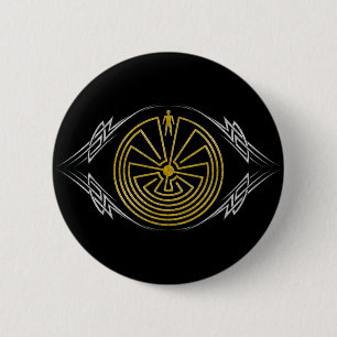 The Man in the Maze - Tribal gold silver Pinback Button
