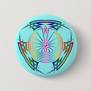 The Man in the Maze - Tribal Tattoo colored Button