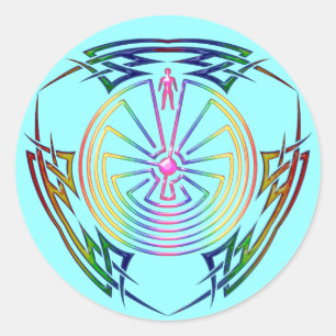 The Man in the Maze - Tribal Tattoo colored Classic Round Sticker
