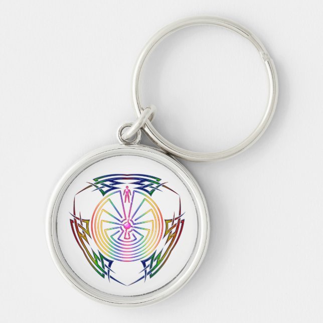 The Man in the Maze - Tribal Tattoo colored Keychain (Front)