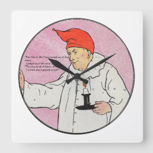 The Man in the Moon Mother Goose Nursery Rhyme Square Wall Clock