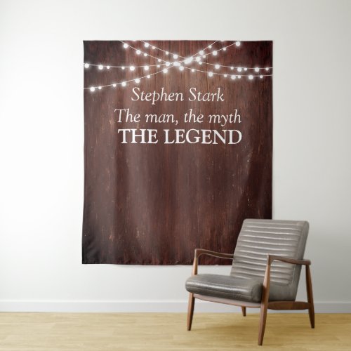 the Man Myth Legend Birthday Wood String Lights Tapestry