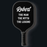 The man myth legend funny custom player name pickleball paddle<br><div class="desc">The man myth legend funny custom player name Pickleball Paddle. Cool personalized Christmas or Birthday gift idea for pickleball lovers. Create unique paddles for athletic player, fan, sports coach, team, dad, friend, husband, boyfriend, coworker, boy, boss, uncle, grandpa etc. Personalize with your own name or cute quote. Professional quality game...</div>