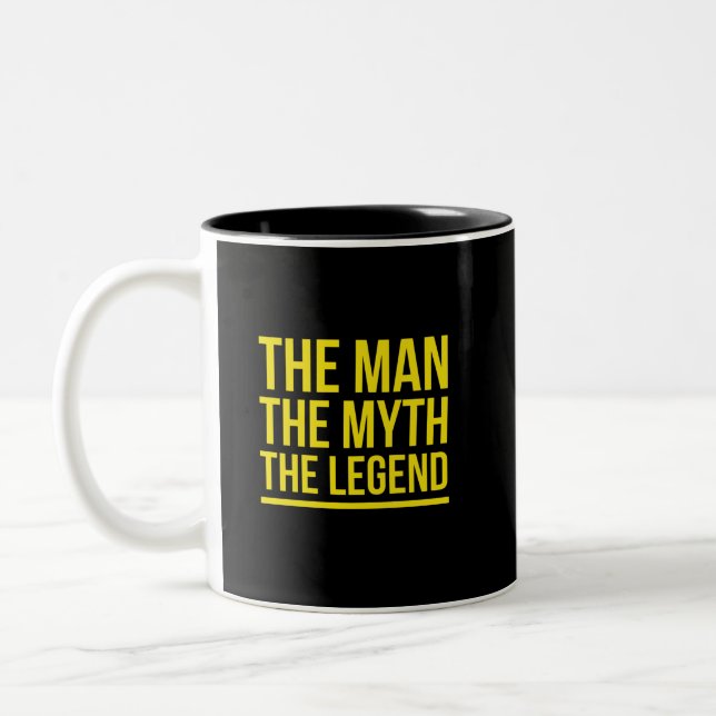 The man myth legend funny sayings yellow Two-Tone coffee mug (Left)