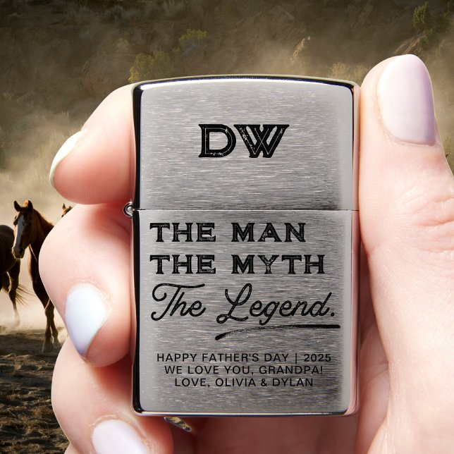 The Man Myth Legend Monogram Gift for Him Zippo Lighter (Creator Uploaded)