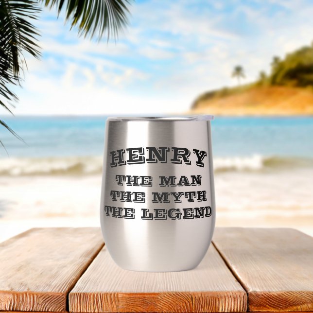 The man myth legend personalized thermal wine tumbler (Beach)