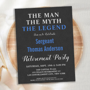 The Man Myth The Legend Police Retirement Party  Invitation Postcard