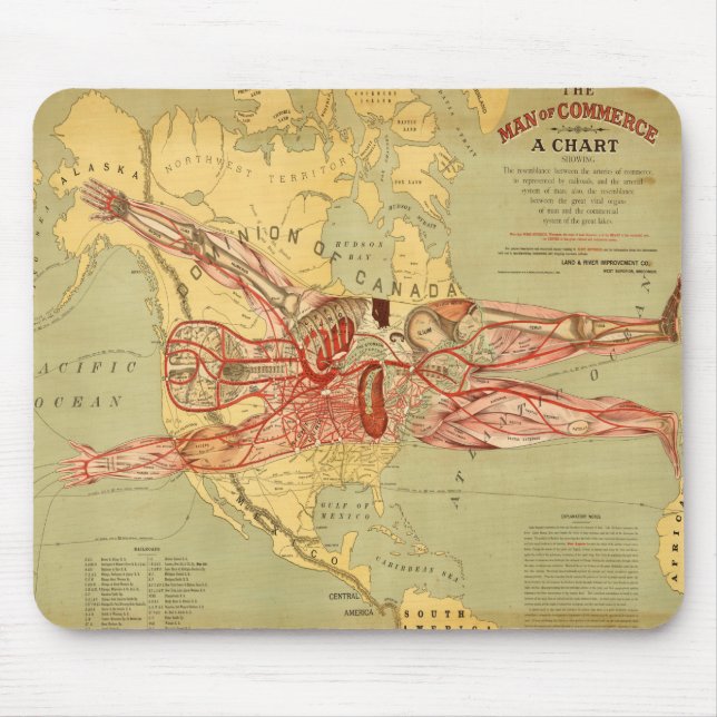 The Man of Commerce Map of United States (1889) Mouse Pad (Front)