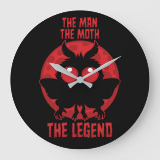 The Man, The Moth, The Legend - Mythical Mothman Large Clock
