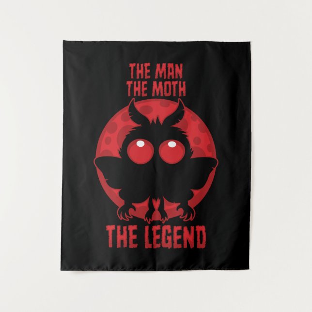 The Man, The Moth, The Legend - Mythical Mothman Tapestry (Front)