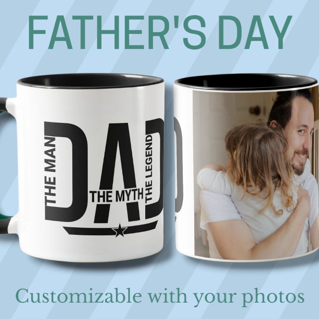 The Man The Myth Daddy The Legend black photo Mug (The Man The Myth Daddy The Legend black photo Mug)