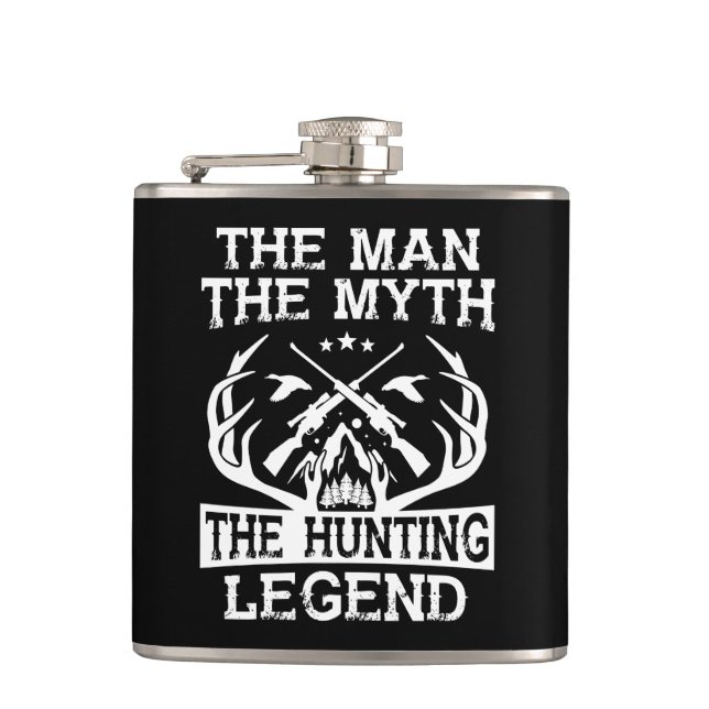 The Man The Myth The Hunting Legend - Camp Flask (Front)