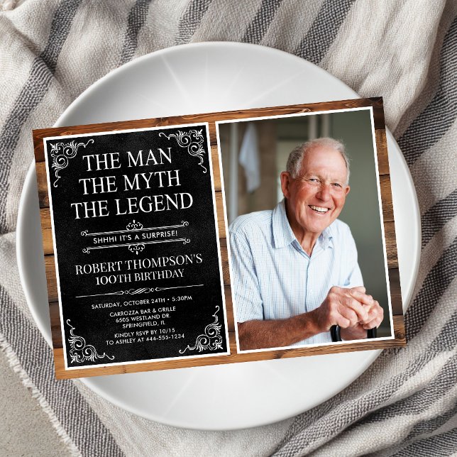 The Man The Myth The Legend 100th Birthday Invitation (Creator Uploaded)